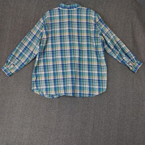 KORET WOMENS VINTAGE 90S BLUE GREEN PLAID 3/4 SLEEVE BUTTON DOWN SHIRT SIZE 20W - Picture 8 of 8
